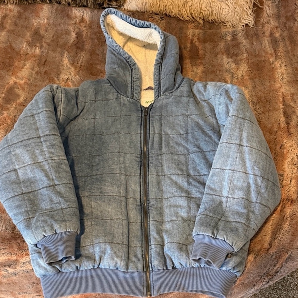 Aerie Gray Quilted Puffer Jacket